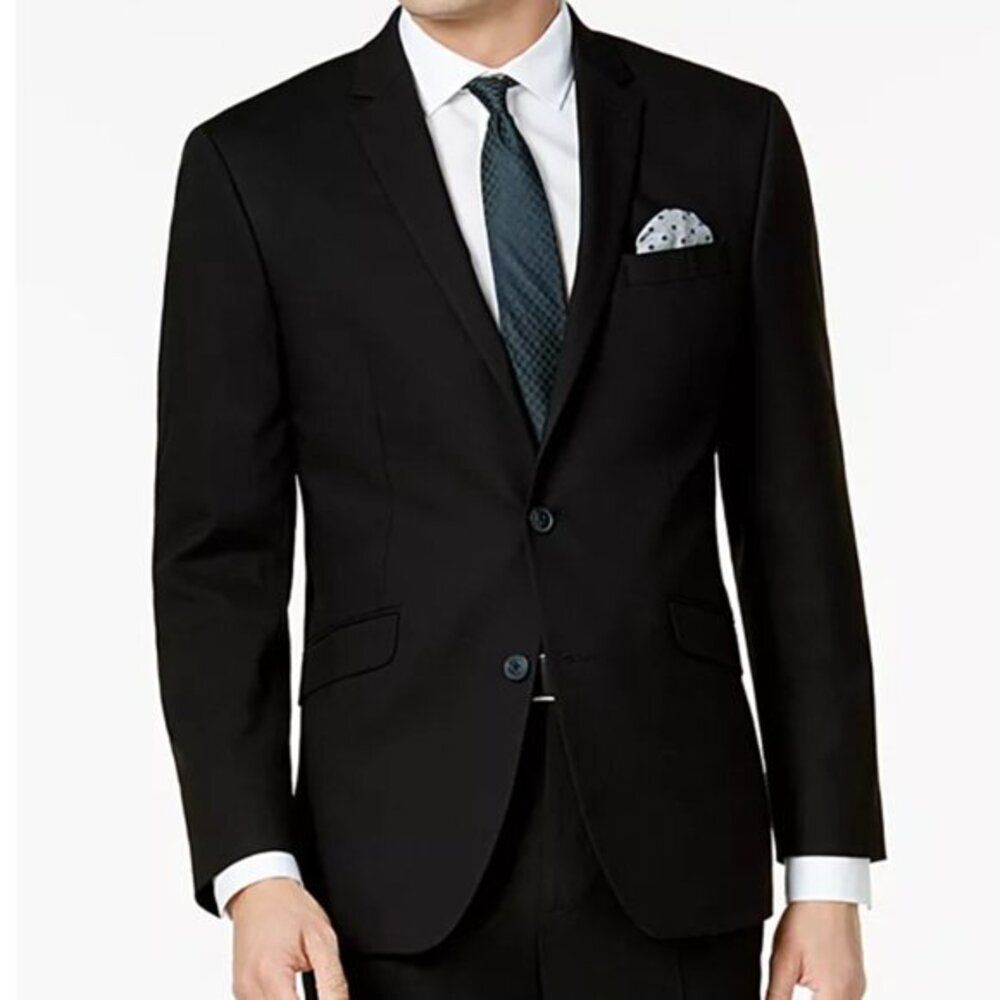 Kenneth Cole New York Wool Black Suit Blazer Slim Fit Size 48 Regular NWT